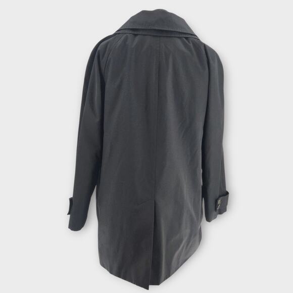 London Fog Trench Coat Women's XL Black Button Down Removable Hood Pockets - Picture 3 of 9